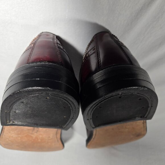 USA Vintage NETTLETON Old Stock Burgundy LEATHER Wingtip Oxford Shoes Size 12 D. - Picture 15 of 17